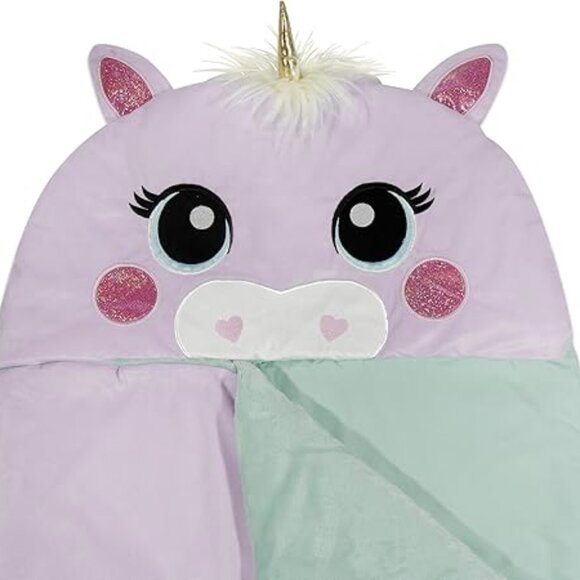 HERITAGE KIDS Unicorn Plush Hooded Sleeping Bag Unicorn Purple - Picture 1 of 6